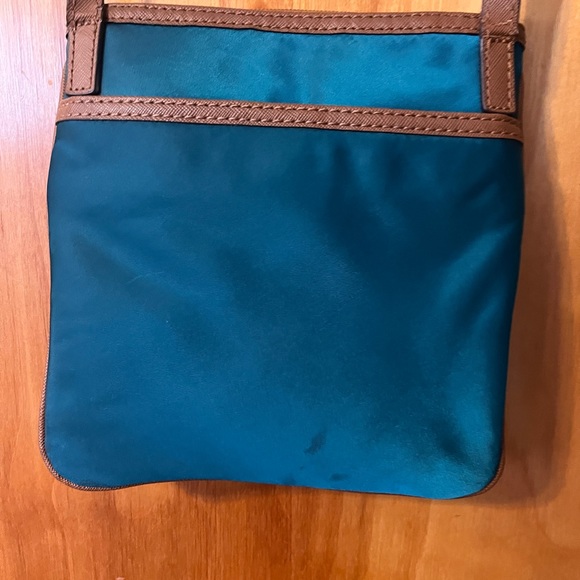 Teal, Michael Kors crossbody, Blemish on back of purse at bottom as pictured - Picture 3 of 3